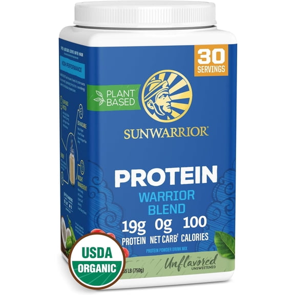 Sunwarrior Warrior Blend Unflavored Vegan Protein Powder, 30 Servings