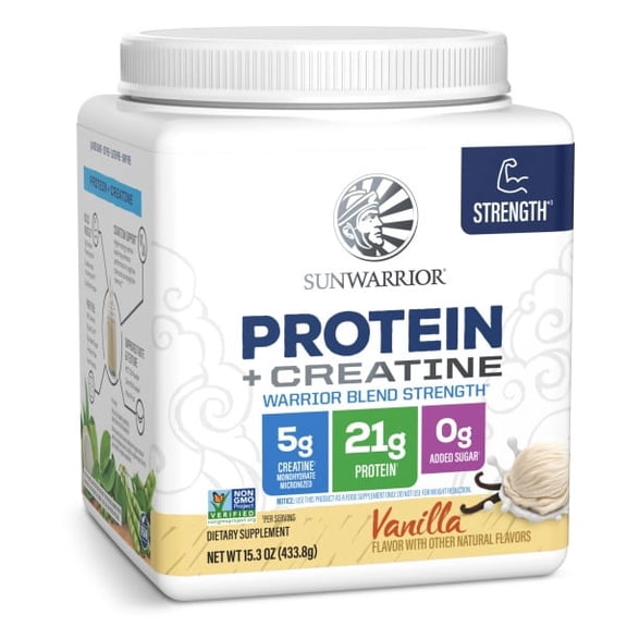 Warrior Blend Protein Powder with 5g Micronized Creatine Monohydrate | For Strength, Cognition, and Muscle-Building | Vanilla Flavor | 10 serve