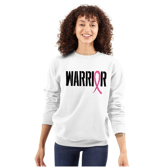 Warrior Breast Cancer Awareness BCA Women Plus Size Crewneck Sweatshirt Brisco Brands 5X