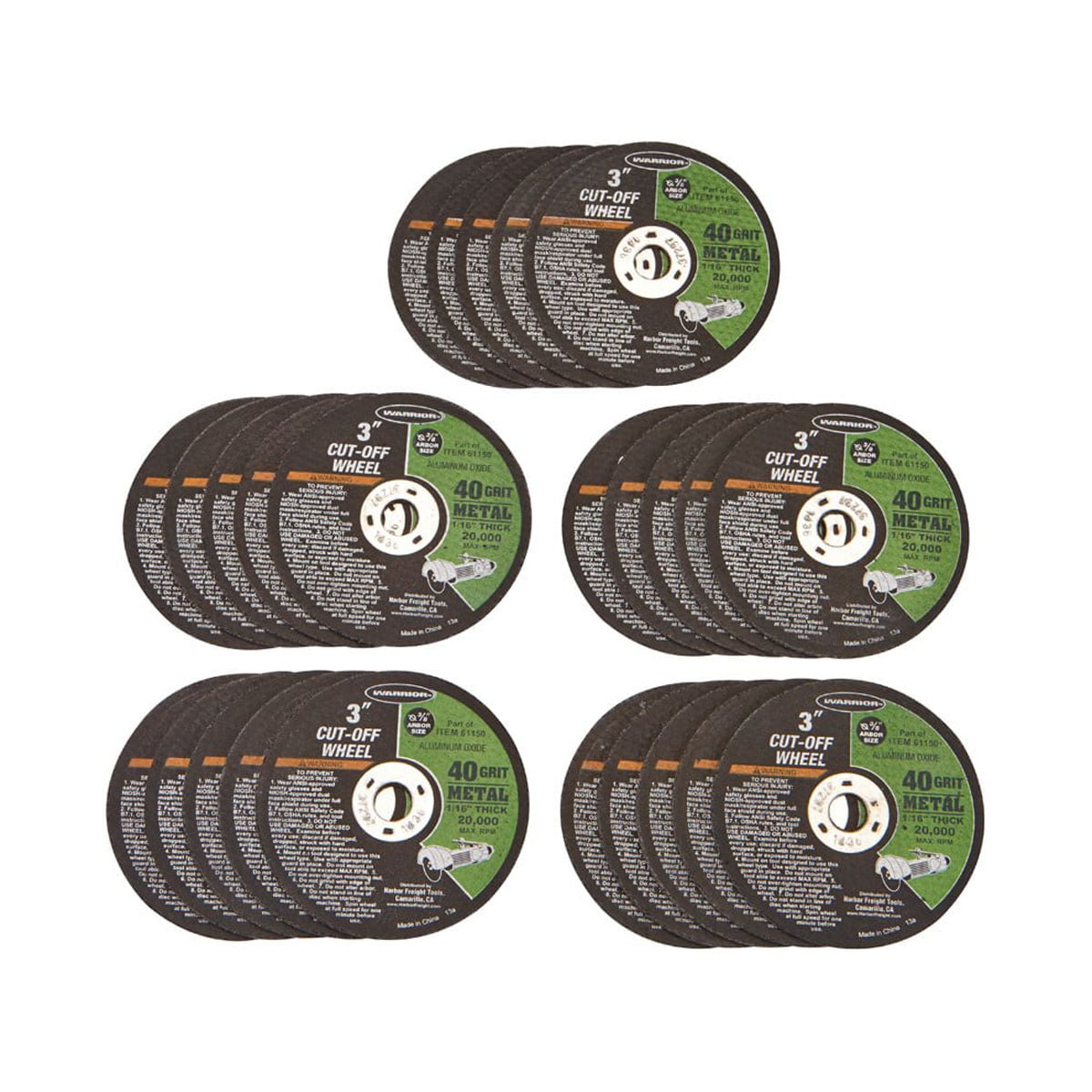 Warrior Cutoff Wheel 3 in. 40 Grit Metal 3/8 in. arbor 25 PCs 61150