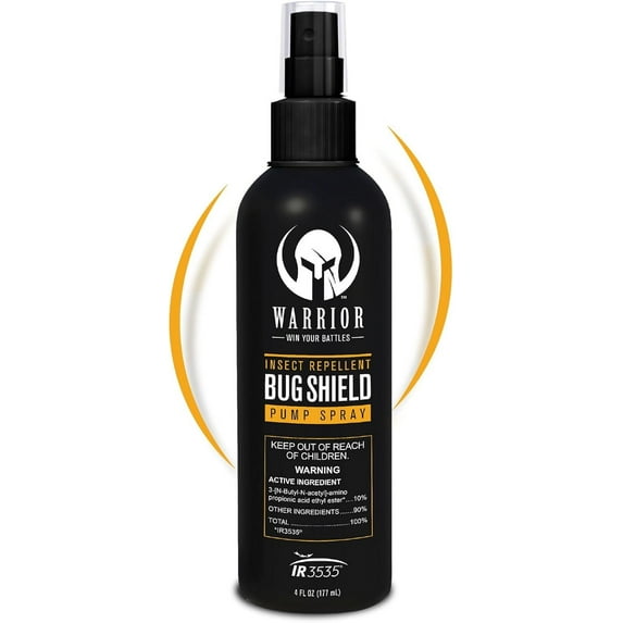 Warrior DEET Free Bug Shield Pump Spray – IR3535 Based Insect Repellent Pump Spray – Effective Protection & Water-Resistant Bug Repellent Spray for Camping, Hiking & Outdoor Activities - 4 FL OZ
