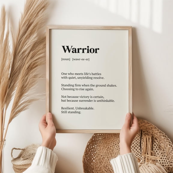 Warrior Definition Print, Motivational Wall Art, Inspirational Quote Poster, Strength Mindset Decor, Modern Typography Print,resilience Gift , Poster Print Only