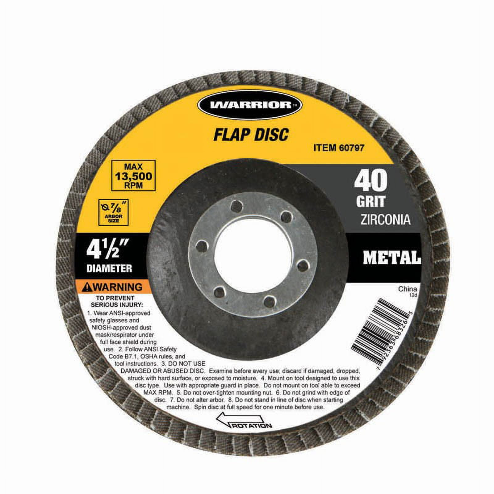 Warrior Flap Zirc Disc 41/2 in. 40 Grit Alumina zirconia 60797