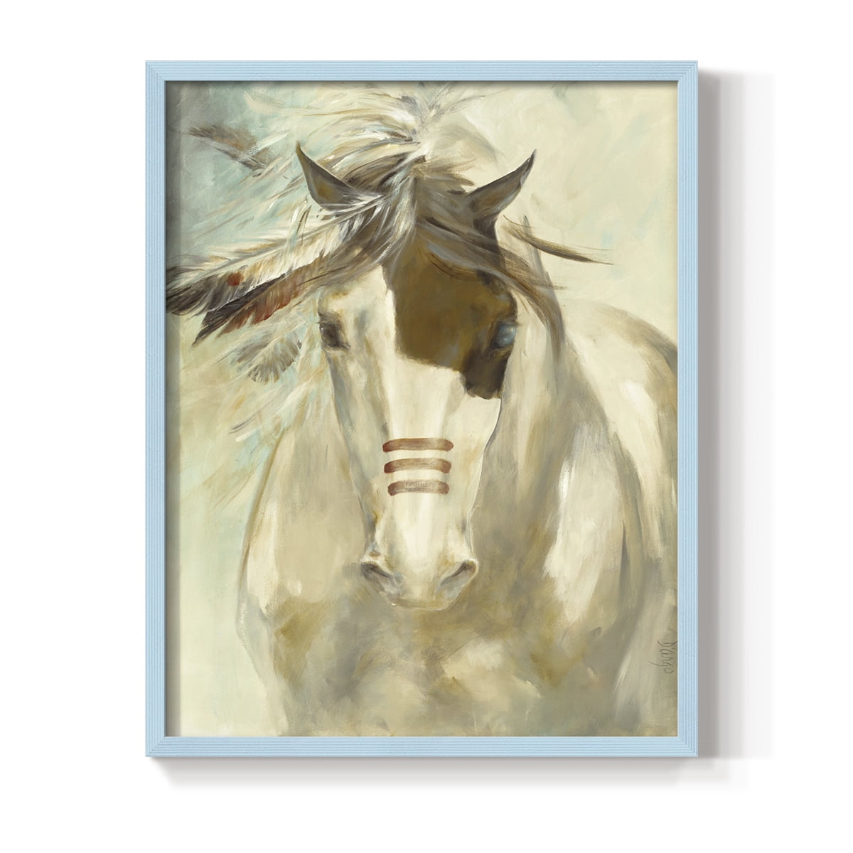 Warrior Framed Print in Blue Solid Wood 11 x 14 Framed Print