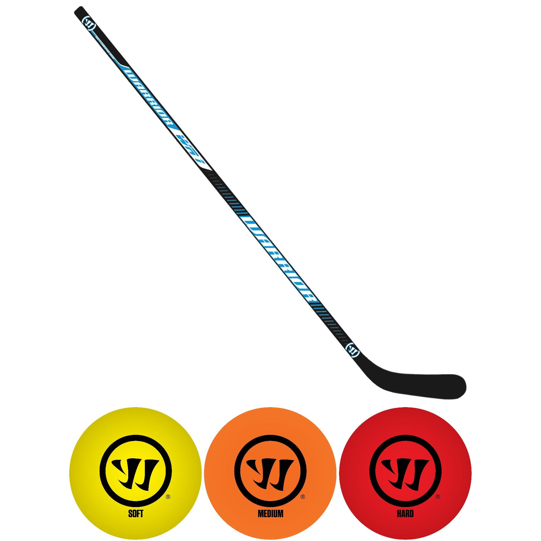 Warrior Hockey Wood Player Stick 50" Youth Straight Blade + Ball 3PK