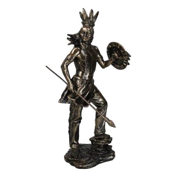 Warrior Holding Spear Shield Figurine 13.25"H