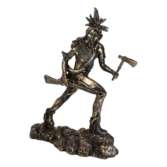 Warrior Holding Tomahawk Axe And Rifle Figurine