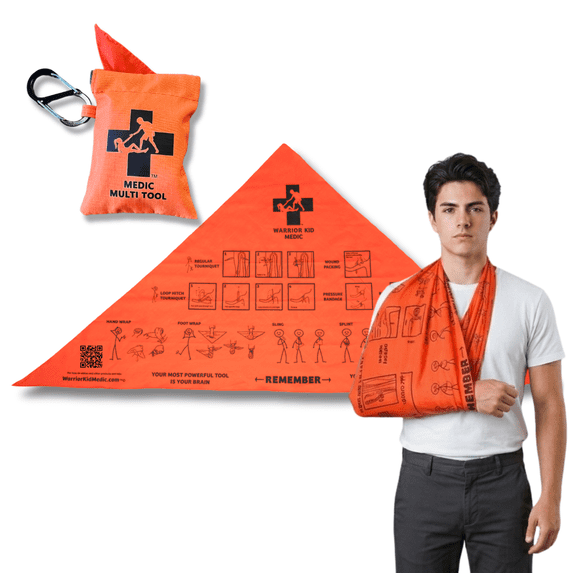 First Aid Triangular Bandage with Quick Draw Case 100% Cotton, 36.6" x 36.6" x 53.9", 1-Pack