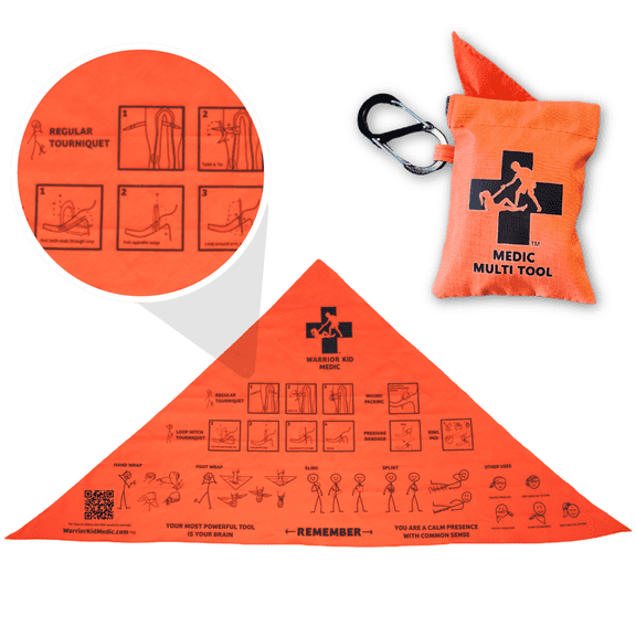 Triangular Bandage First Aid Emergency Sling, Durable 100% Cotton, Multi-Use Trauma Bandage, 36.6" x 36.6" x 53.9", 1-Pack with Quick Draw Case