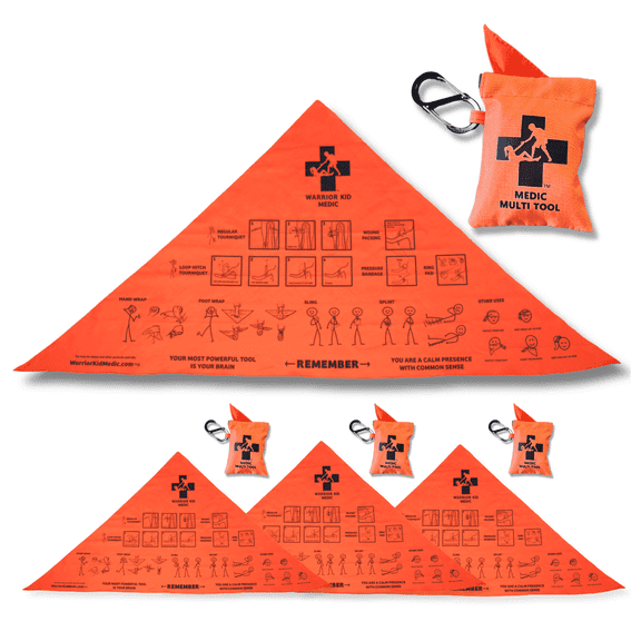 Triangular Bandage First Aid Emergency Sling, Durable 100% Cotton, Multi-Use Trauma Bandage, 36.6" x 36.6" x 53.9", 3-Pack with Quick Draw Case