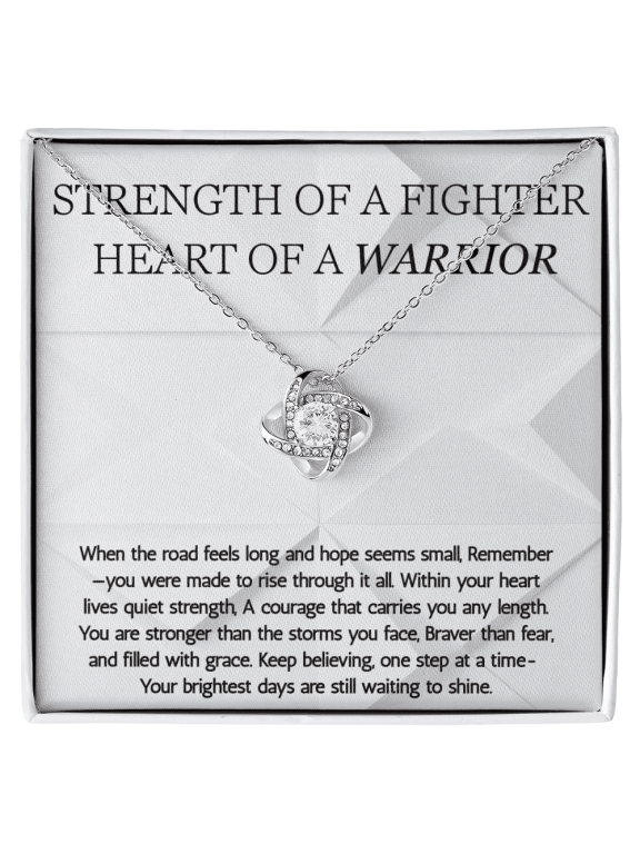 Warrior Love Knot Necklace, Strength of a Fighter Jewelry, Encouragement Gift Standard Box