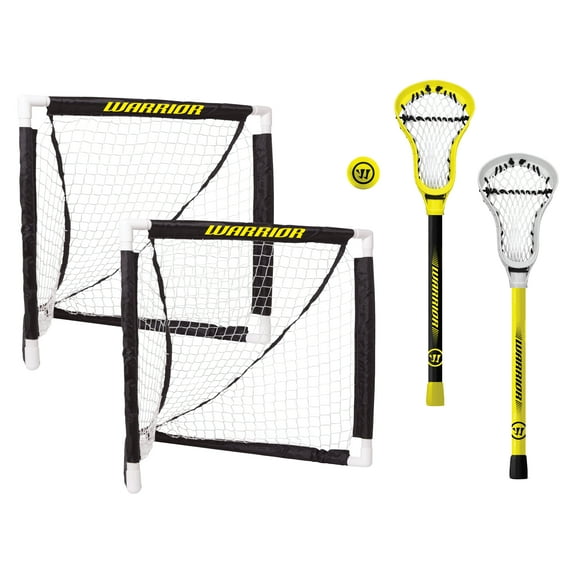 Warrior Mini Lacrosse Game Set 2 24" Plastic Nets 2 20" Mini Player Sticks 1 Junior Lacrosse Ball