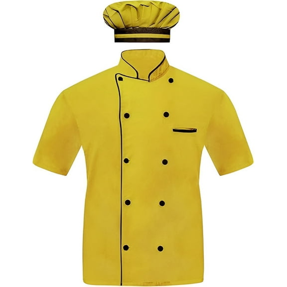 Warrior Point Modeling Men Chef Jacket Half Sleeves in 10 Colours Chef Coat with Cap Size (S-6XL)