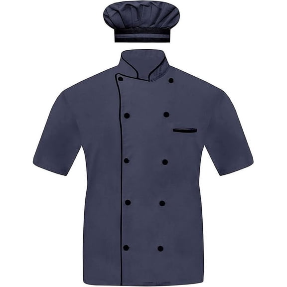 Warrior Point Modeling Men Chef Jacket Half Sleeves in 10 Colours Chef Coat with Cap Size (S-6XL)
