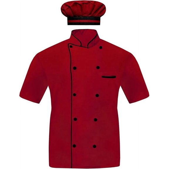 Warrior Point Modeling Men Chef Jacket Half Sleeves in 10 Colours Chef Coat with Cap Size (S-6XL)