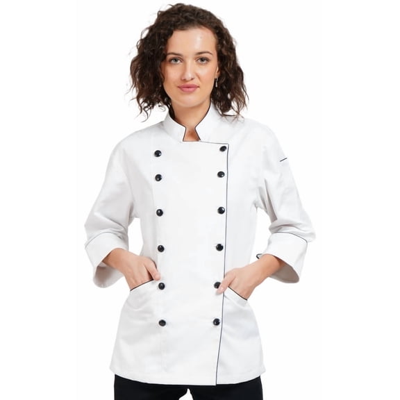 Warrior Point Women's Chef Coat,Multi Colours 3/4 Sleeve Chef Jacket, Uniform for Food Service, Caterers, Bakers
