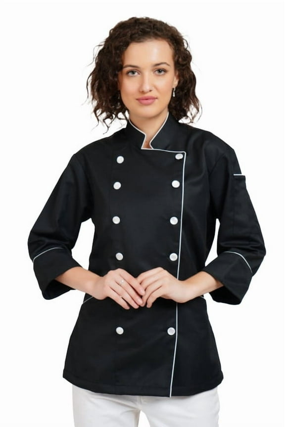Warrior Point Women's Chef Coat,Multi Colours 3/4 Sleeve Chef Jacket, Uniform for Food Service, Caterers, Bakers