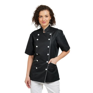 Warrior Point Women's Chef Coat, Short Sleeve Chef Jacket, Uniform for Food Service, Caterers, Bakers