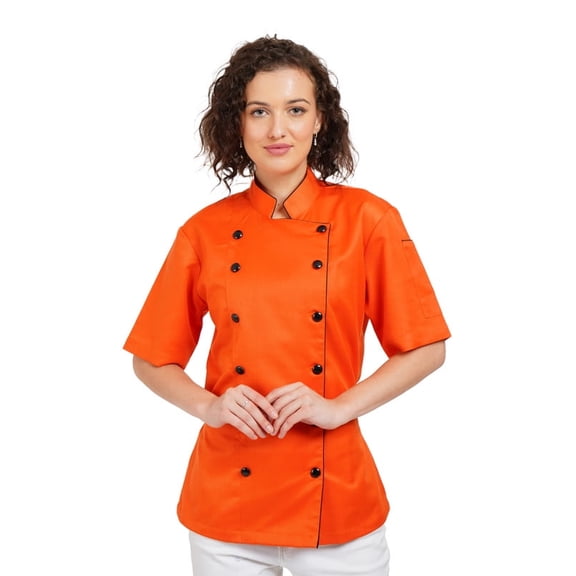 Warrior Point Women's Chef Coat, Short Sleeve Chef Jacket, Uniform for Food Service, Caterers, Bakers