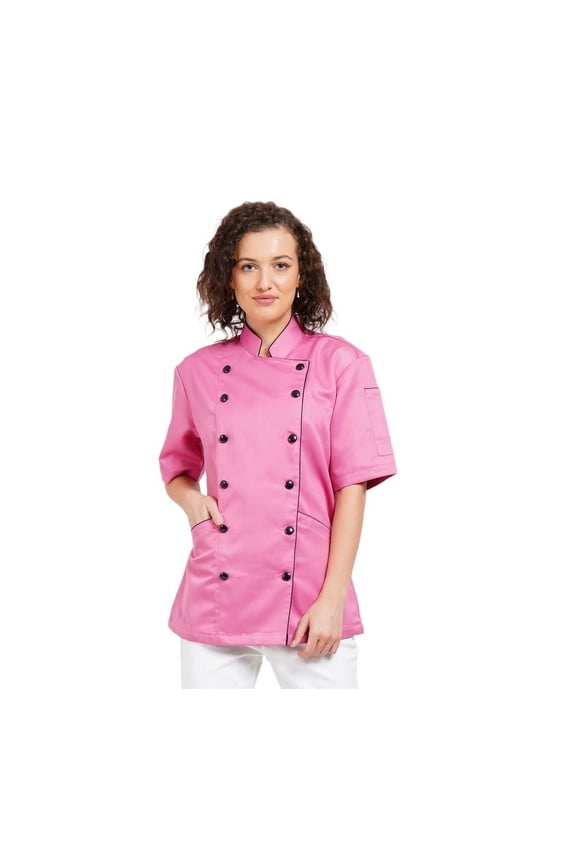 Warrior Point Women's Chef Coat, Short Sleeve Chef Jacket, Uniform for Food Service, Caterers, Bakers