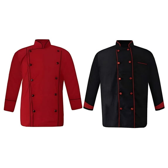 Warrior Point men,s multicolors with Black Piping 3/4 Sleeve Chef Coat (set of 2 pcs) Kitchen Bakery & Proffesional Chef coat