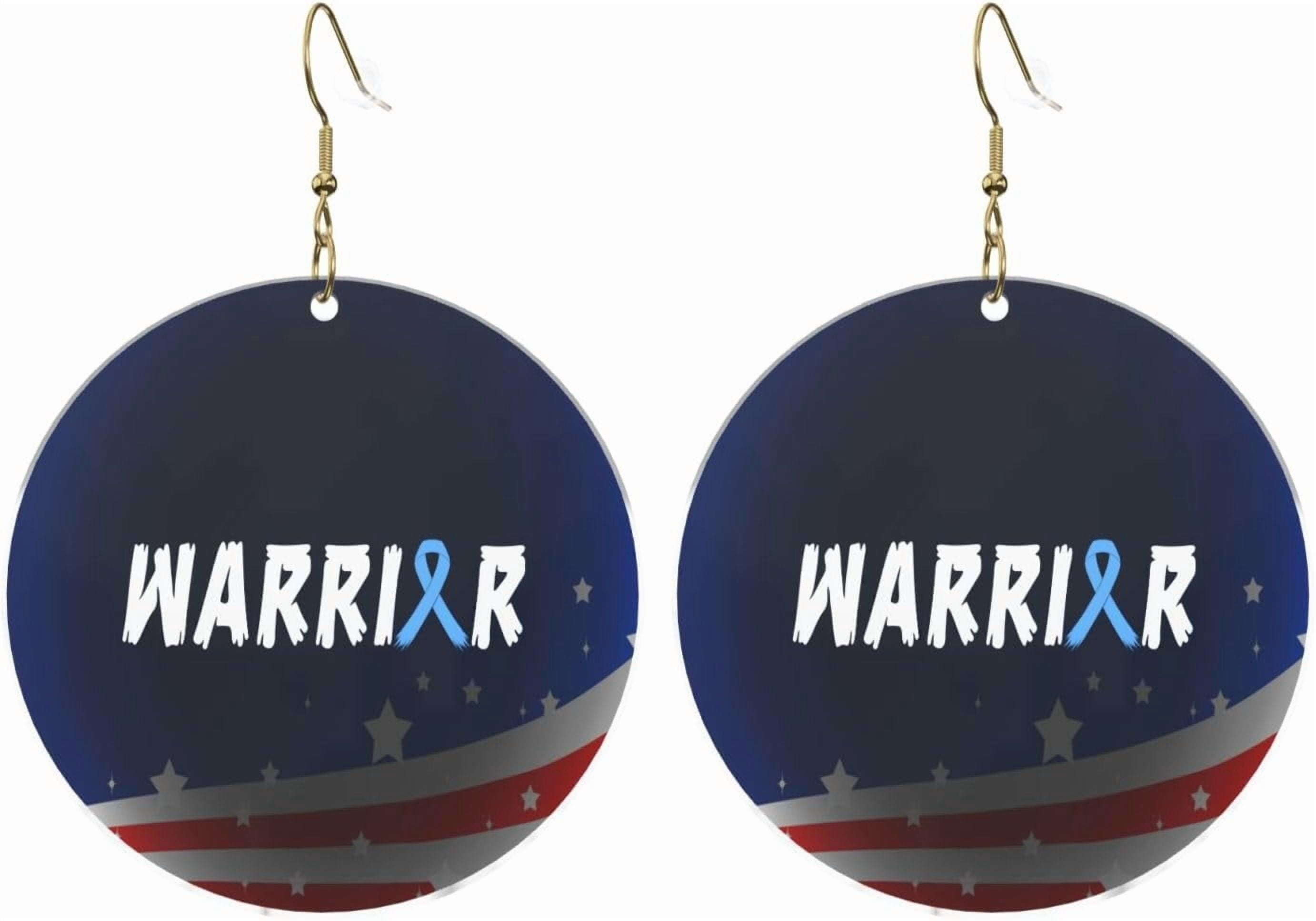 Warrior Professional Diabetes Awareness Ribbon Stylish Round Acrylic Earrings Lightweight Flexible For All Occasions[h844]