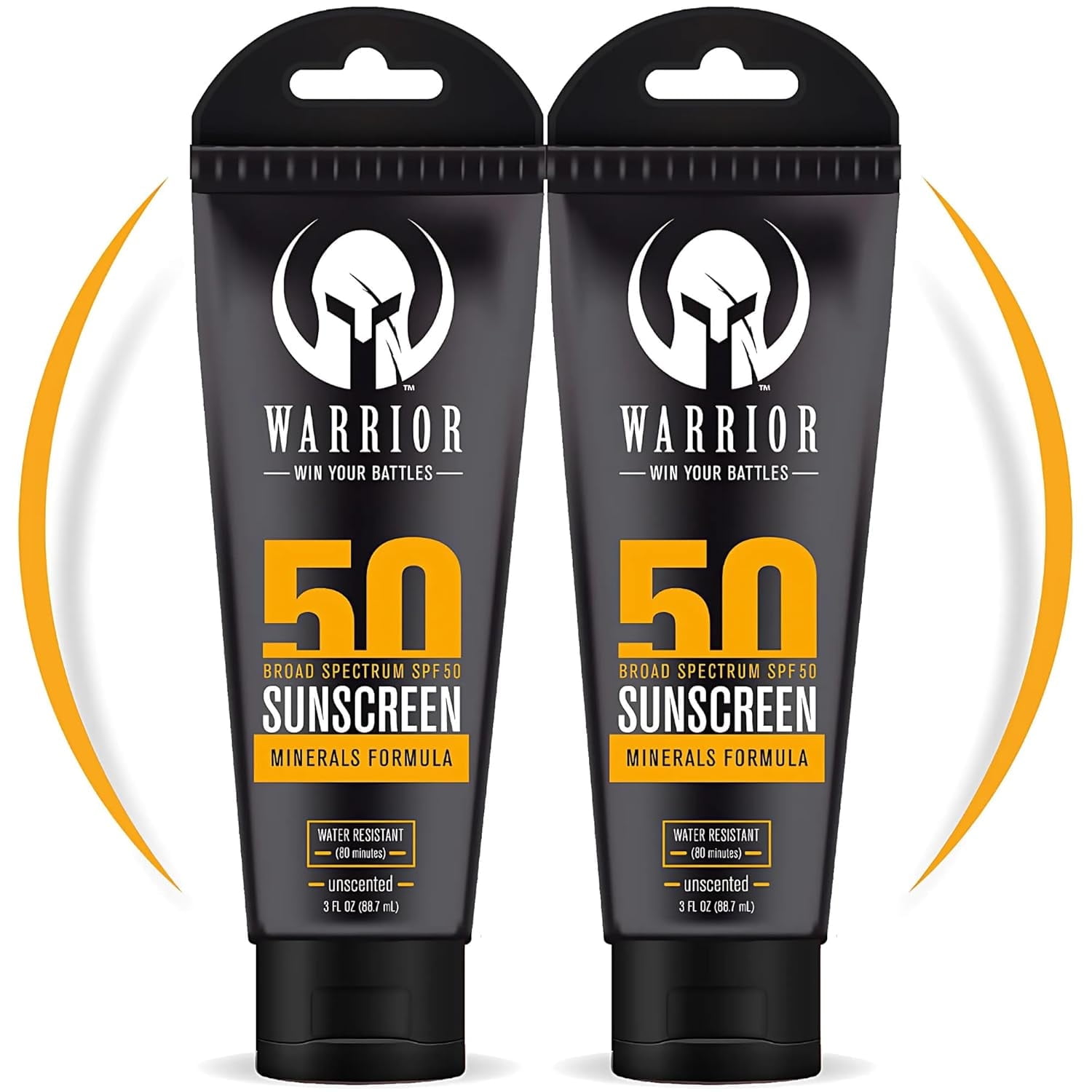 Warrior SPF 50 Sunscreen Lotion - 80 Minutes Water Resistant, Reef Safe, Unscented Lotion – Non-Nao Zinc & Non-NanoTitanium Sunscreen with Mineral Formula - 3 Fl Oz - 2 Pack