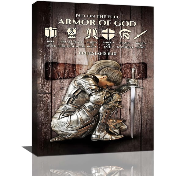 Warrior Scripture Wall Art Bible Verses Pictures Christian Wall Decor for Women Girls Canvas Prints Painting Decorations Framed Artwork for Bedroom Bathroom 12"x16"