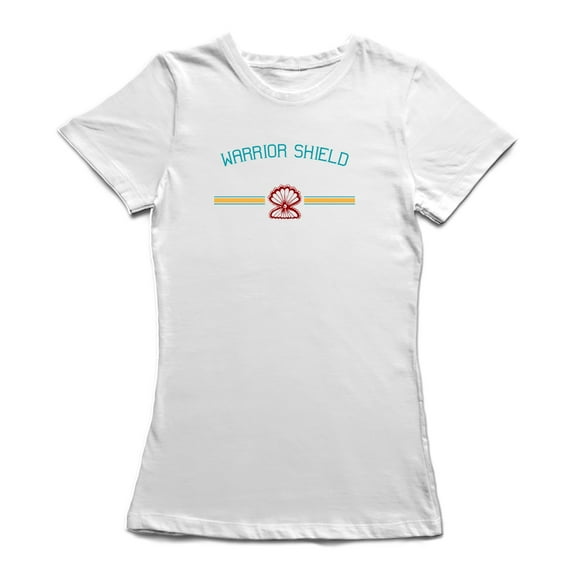 Warrior Shield Sea Shell Design Women White T-Shirt, Female x-Large