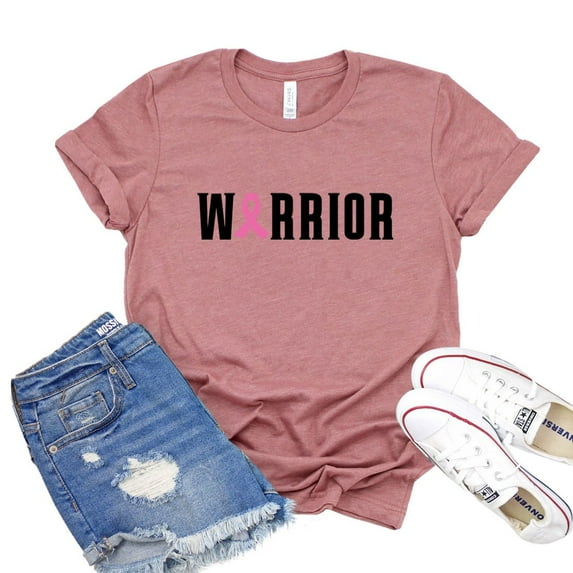 Warrior Shirt Cancer T-shirt Ribbon Shirts Awareness Tee Women's Survivor Gift Breast Cancer Tshirt
