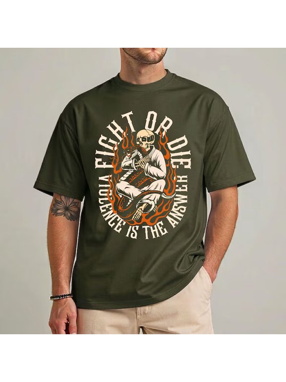 Warrior Skull Dragon Martial Arts Fighter Comfort Casual Design For Celebration Moments T-Shirt, Size S-5XL