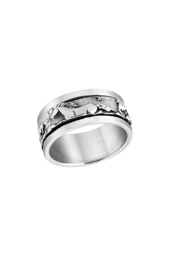 Warrior Stallions Running Horse Spinner Sterling Silver Ring-6