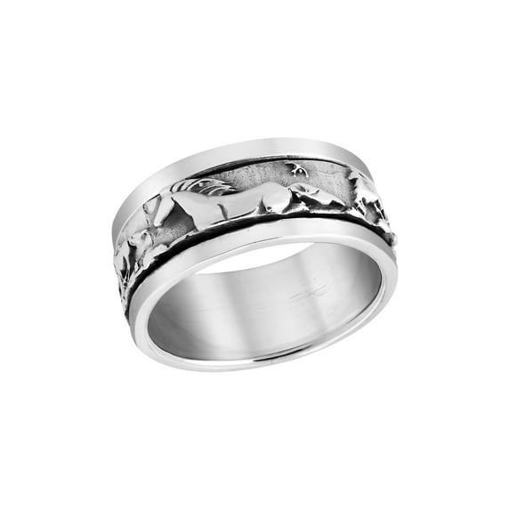 Warrior Stallions Running Horse Spinner Sterling Silver Ring-8