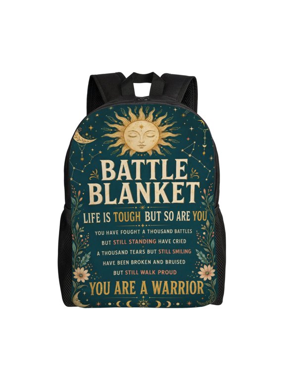 Warrior Strength Backpack Full Front Print Travel Laptop Bag for Men and Women