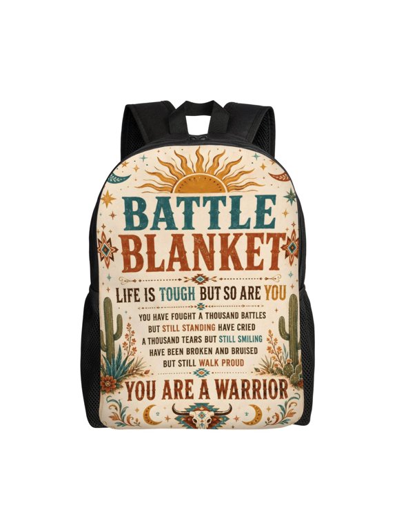 Warrior Strength Backpack Full Front Print Travel Laptop Bag for Men and Women