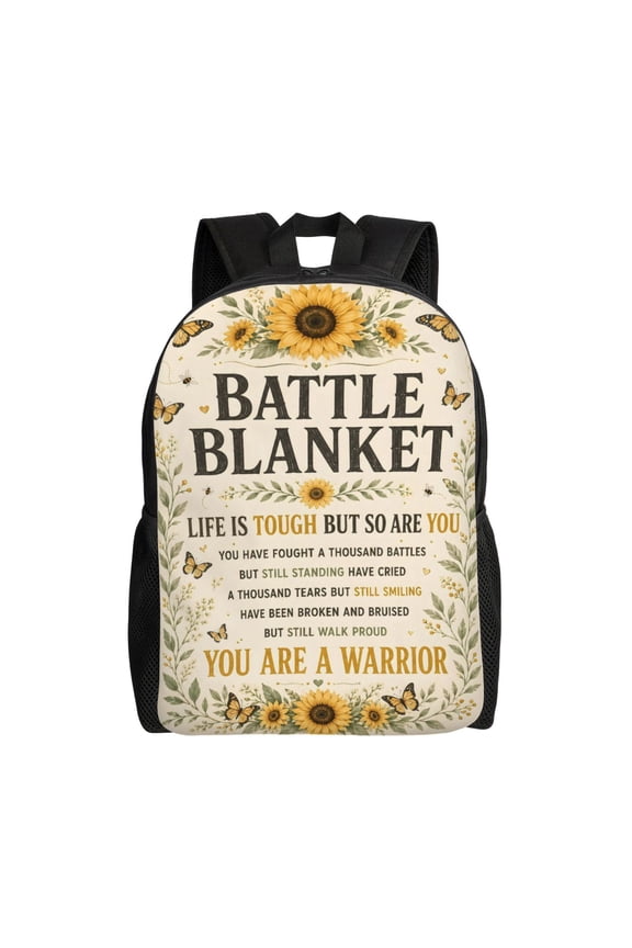 Warrior Strength Backpack Full Front Print Travel Laptop Bag for Men and Women