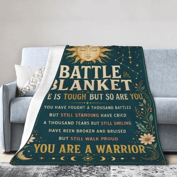 Warrior Strength Blanket Gift Throw Blanket Inspirational Celestial Sun Moon Gift for Women Decor 50x40