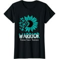 thumbnail image 1 of Warrior Survivor Support Teal Ribbon Ovarian Cancer Awarenes T-Shirt, 1 of 3