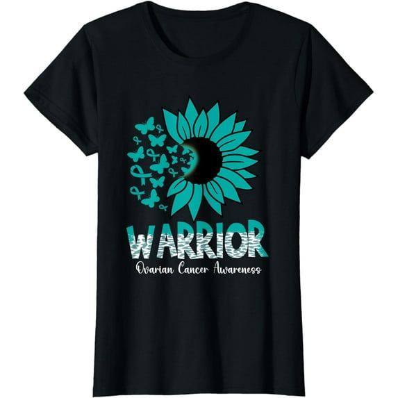 Warrior Survivor Support Teal Ribbon Ovarian Cancer Awarenes T-Shirt