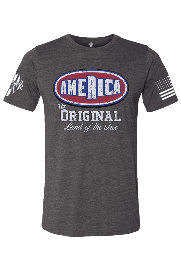 America The Original Patriotic T-Shirt, Screen Printed, American Made, Charcoal Gray (US, Alpha, X-Large, Regular, Regular, Black)