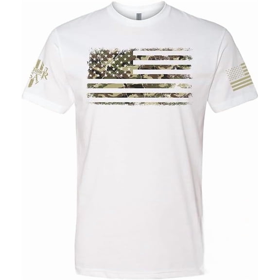 Warrior USA Flag of Freedom T-Shirt - Cotton Blend, Screen Printed in The USA, Regular Fit, White, Small