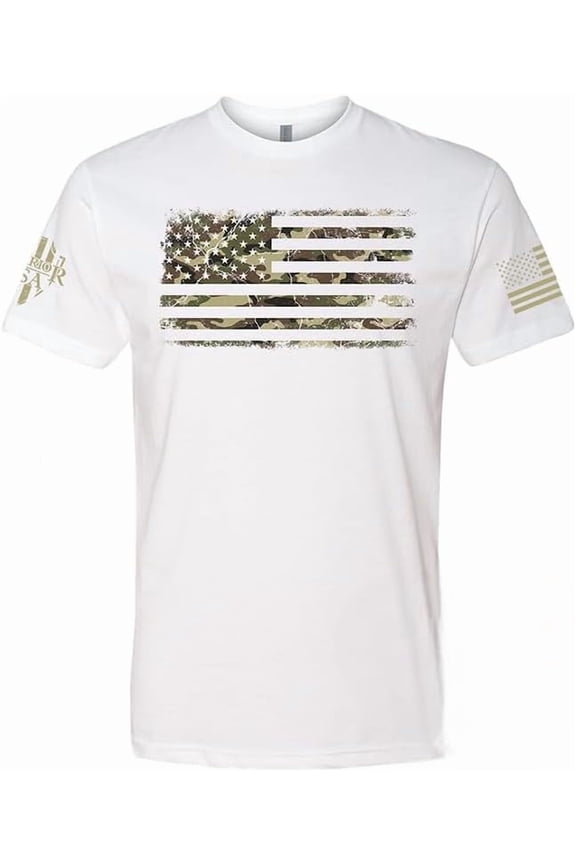 Flag of Freedom T-Shirt - Cotton Blend, Screen Printed in The USA, Regular Fit, White, Small