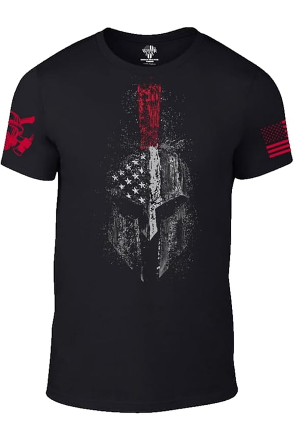 Spartan Fireman Design - Cotton Blend, Screen Printed in The USA, American Made, Regular Fit, Black, 3X-Large