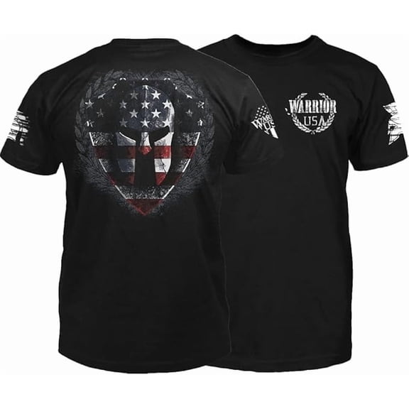 Warrior USA Spartan Helmet - Cotton Blend, Screen Printed in The USA, American Made, Regular Fit, Black, Small