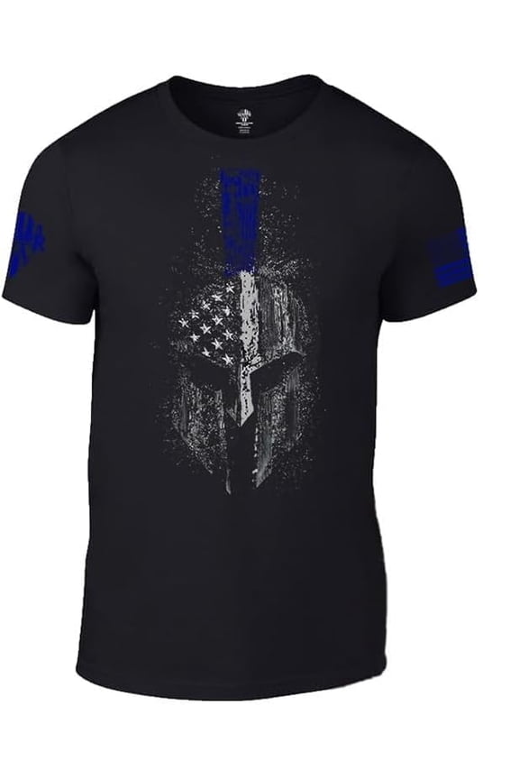 Spartan Police Design - Cotton Blend, Screen Printed in The USA, American Made, Regular Fit, Black, X-Large