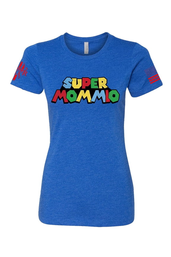 Super Mommio Women's Fit - Cotton Blend, Screen Printed in The USA, American Made, Regular Fit, Blue, Large