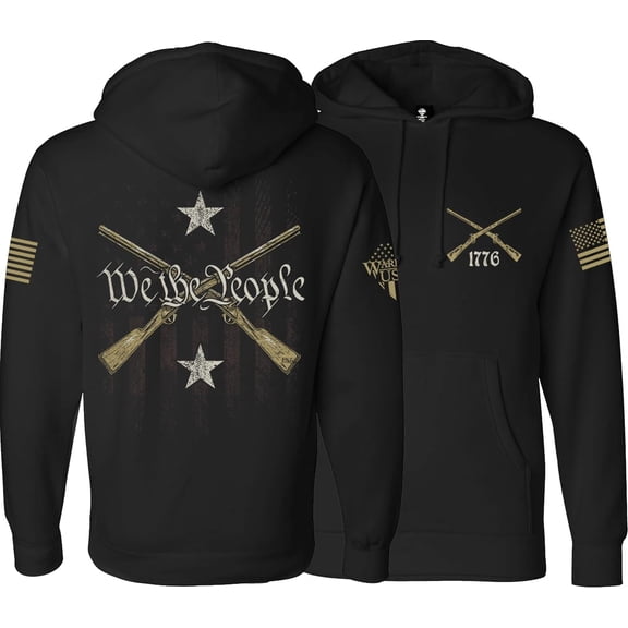 Warrior USA We The People Bold Hoodie - Cotton Blend, Screen Printed in The USA, American Made, Regular Fit, Black, X-Large