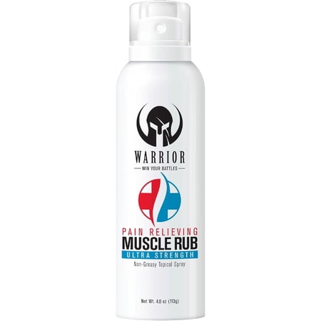 Warrior Ultra Strength Muscle Rub Continuous Spray - Temporary Back Pain Relief Spray with Menthol - Non-Greasy Formula for Muscle & Joint Pain Relief - 4.0 oz