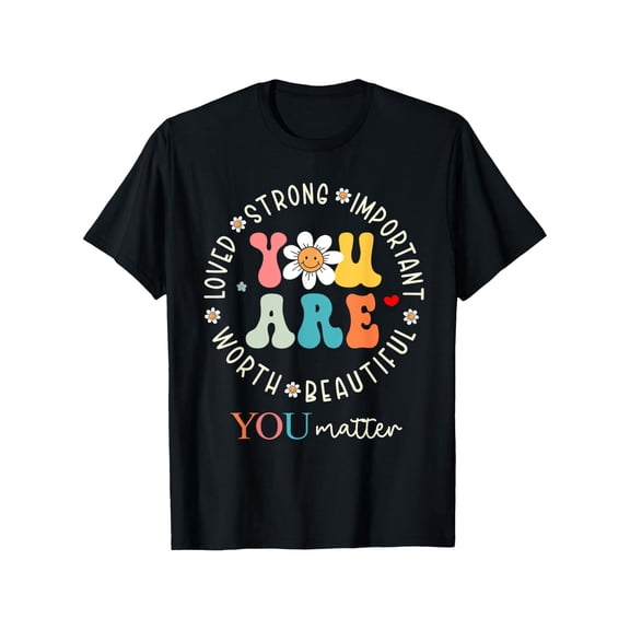 Warrior Unisex Mental Health Awareness T-Shirt - 100% Cotton 180gsm Relaxed Fit Tee with Inspirational Quotes, Floral & Geometric Print, Large Sizes 1XL-5XL, Black - Gift for Men, Women, Dad, Mom,