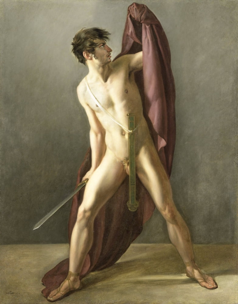 Warrior With Drawn Sword Canvas Art - (18 x 24)